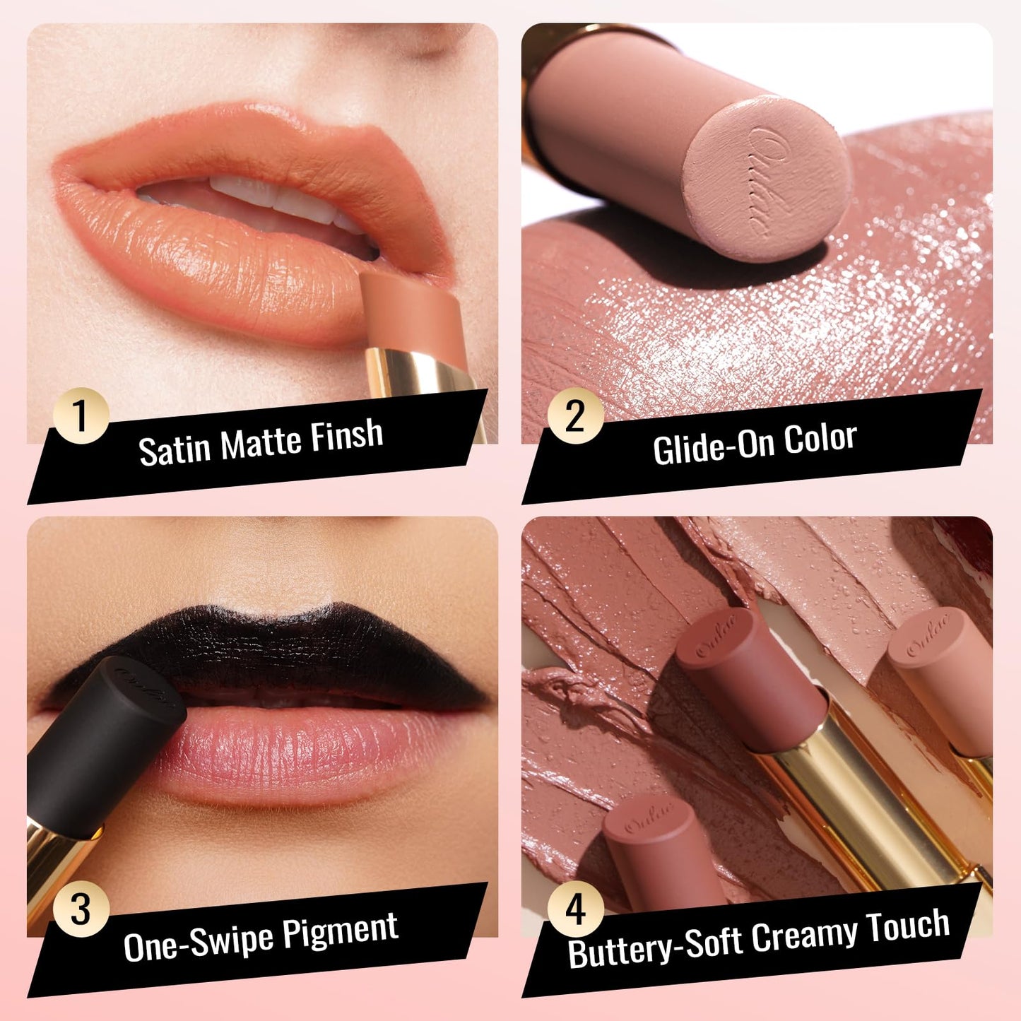 Oulac Color Rich Satin Lipstick - Burgundy Red Full Coverage Lip Color, Creamy Silky-Smooth, Moisturizing, Satin Matte Finish, Infused With Shea Beauty and Personal Care Oulac
