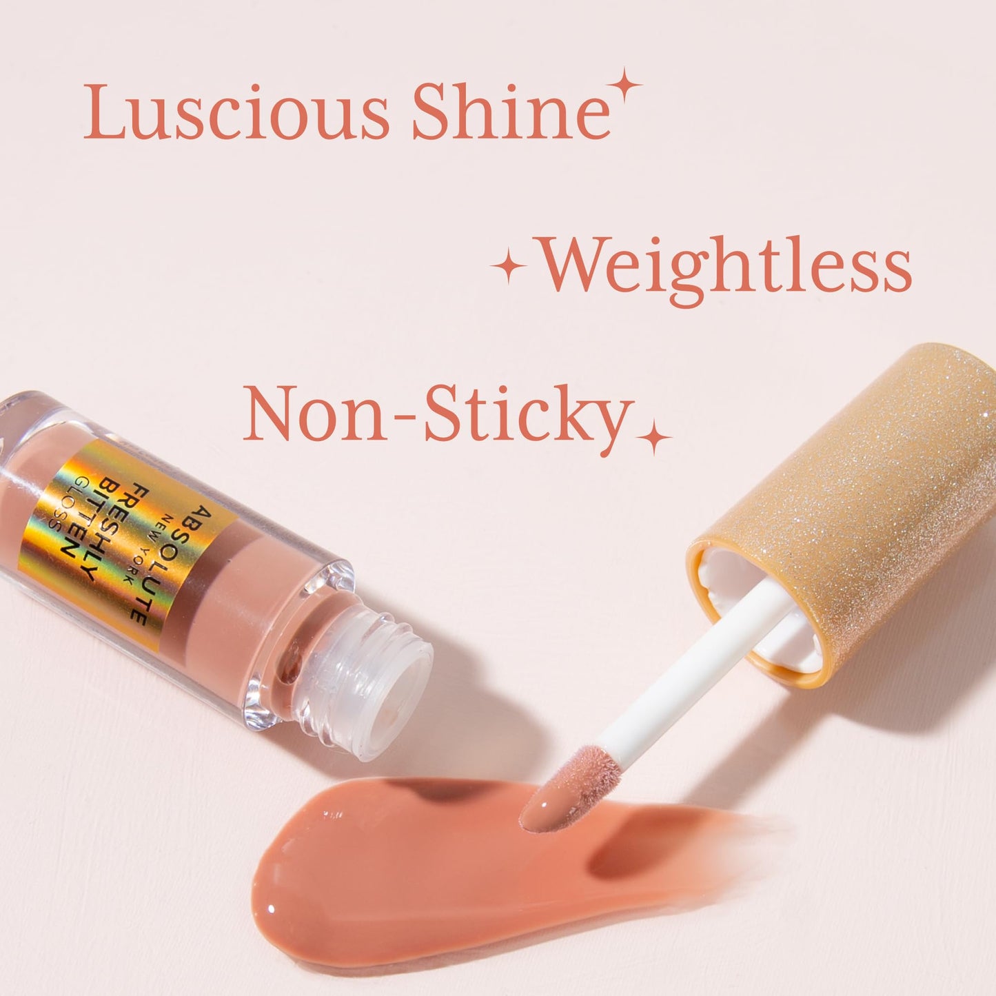 Absolute New York Freshly Bitten Gloss, Non Sticky, Weightless Lip Gloss with Jojoba Oil (Deep Connection Clear, .8 Oz)