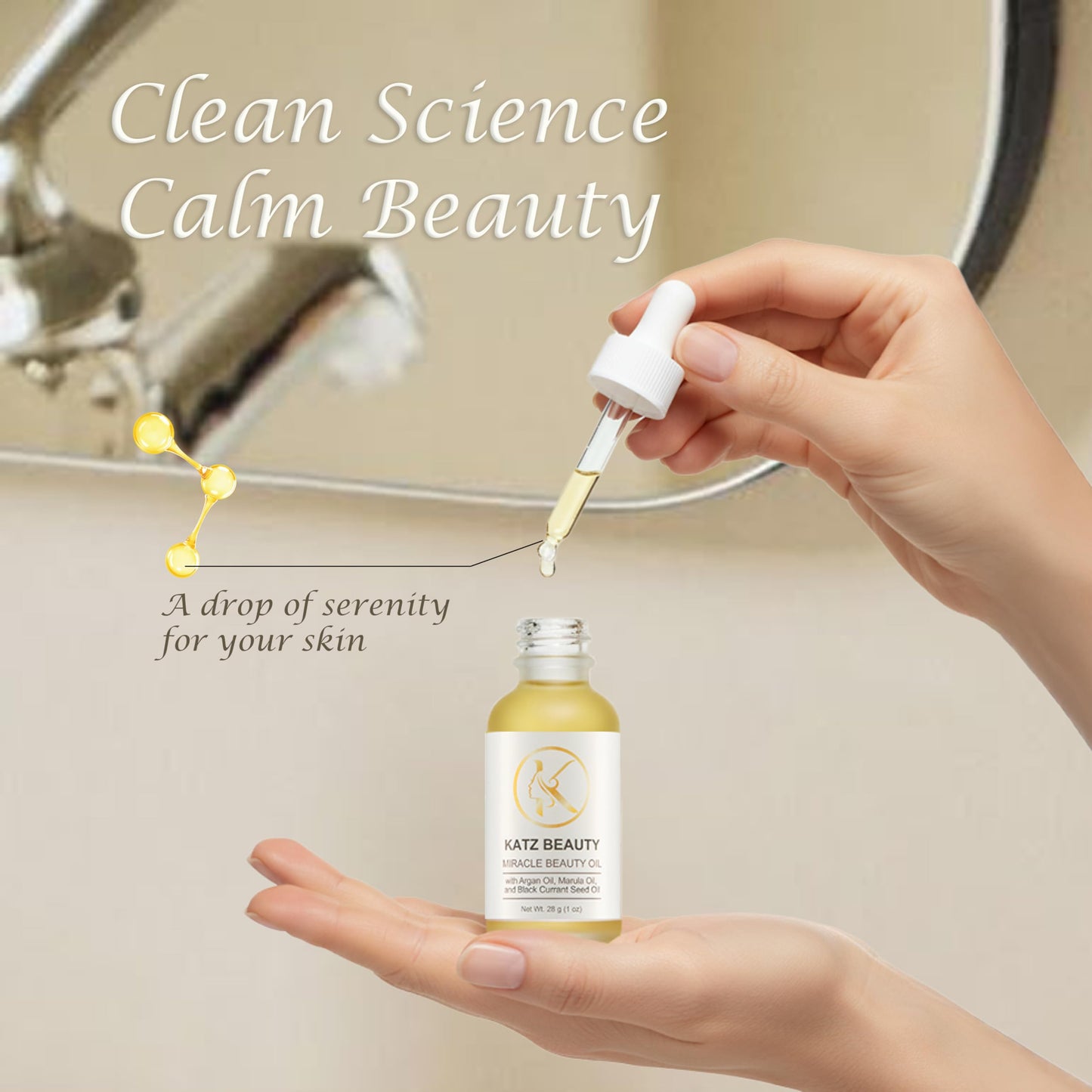 Katz Beauty Miracle Beauty Oil - Hydrating Face Oil with Jojoba, Argan & Marula Oil for Anti-Aging Glow, Non-Comedogenic