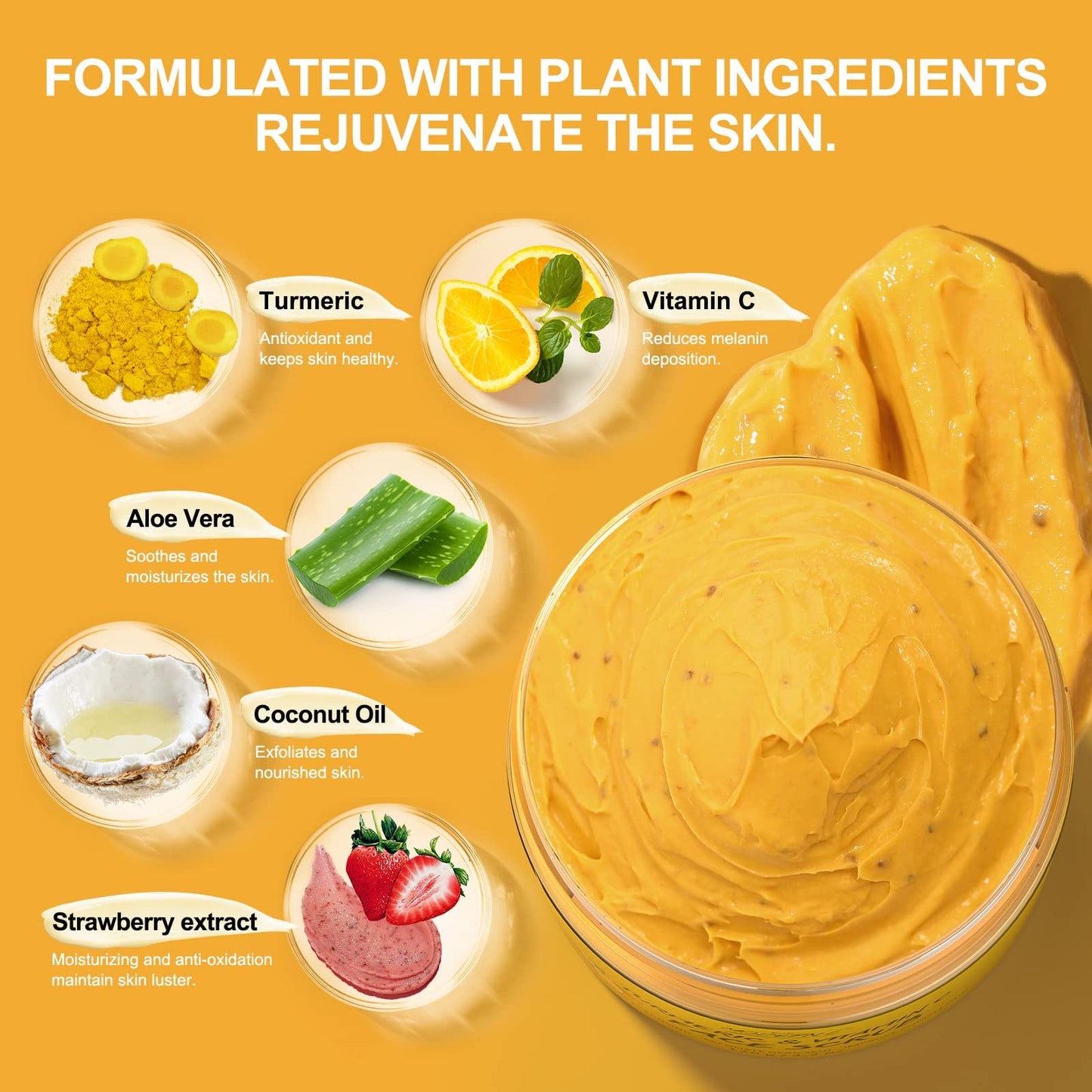 Vitamin C and Turmeric Face Scrub Cream Organics Microdermabrasion Facial Scrub Exfoliating Clears Blackheads Improve Dark Spot Acne with Strawberry Beauty and Personal Care POP MODERN.C