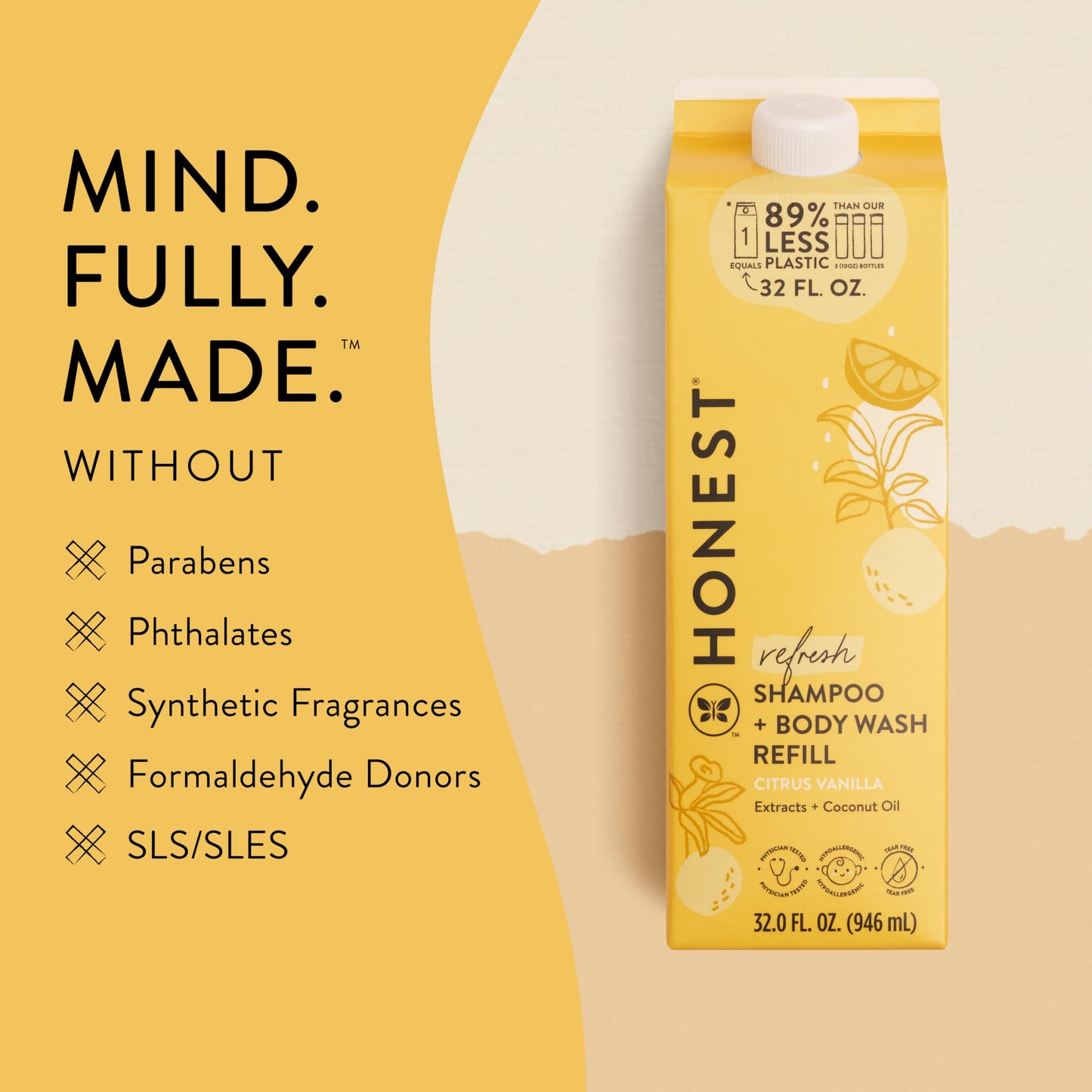 The Honest Company 2-in-1 Cleansing Shampoo Body Wash Refill Carton, Gentle for Baby, Naturally Derived, Tear-free, Hypoallergenic, Citrus Vanilla Beauty and Personal Care The Honest Company