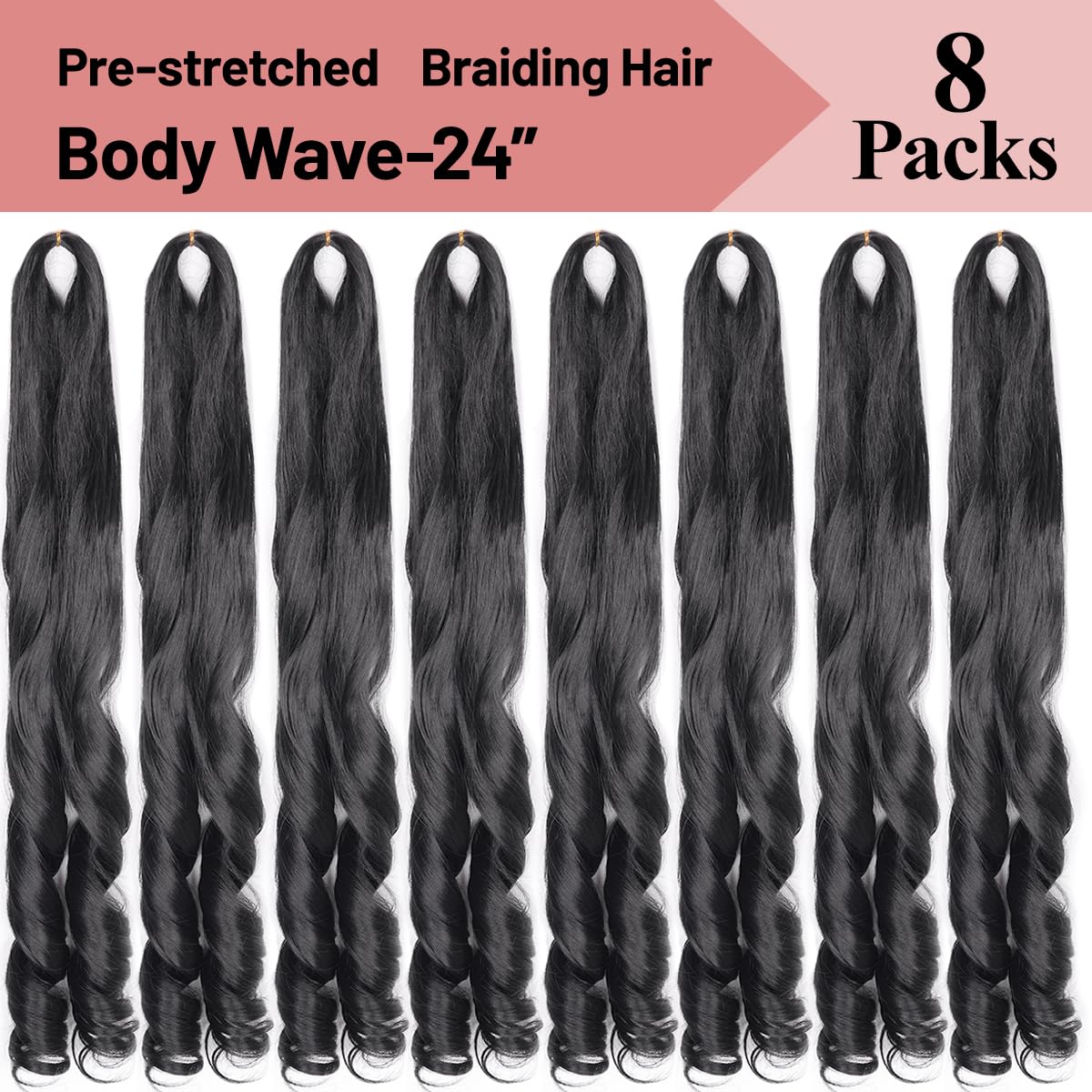 French Curls Braiding Hair 24Inch Curly Braiding Hair Pre Stretched 8 Packs Beauty and Personal Care Luoyudu