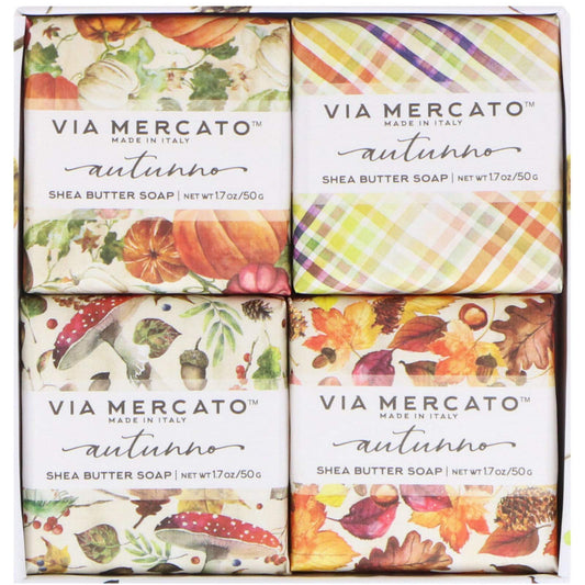 Via Mercato Natale Shea Butter Soap Boutique Luxury Gift Box (Set of 4, 50g Each) - Autunno Beauty & Personal Care Via Mercato