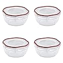 Sterilite Ultra-Seal 2.5 Qt Bowl, Airtight Food Storage Container, Plastic, Latching Lid, Microwave and Dishwasher Safe, Clear With Red Gasket, 4-Pack