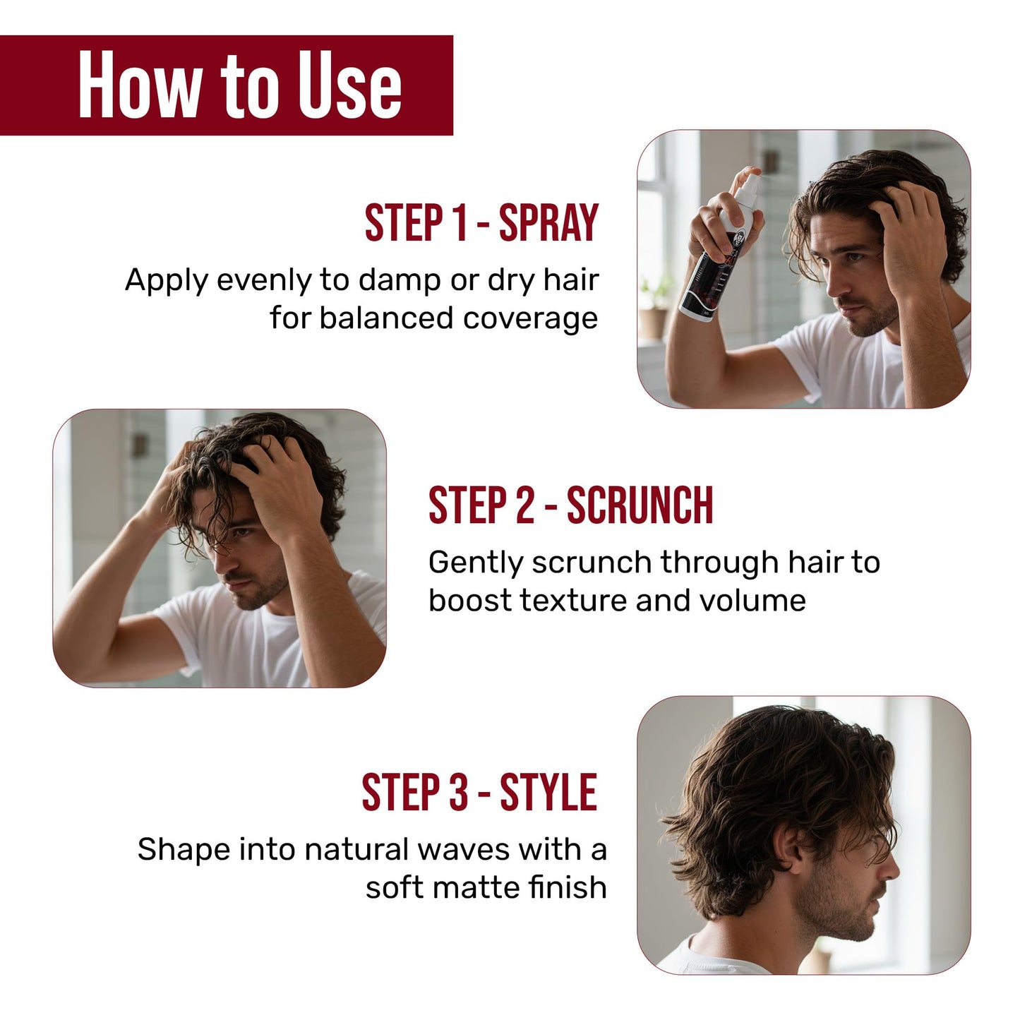 Hair Hustle Natural Sea Salt Spray for Hair - Texturizing & Volumizing Spray for Men and Women - Matte Finish, Beachy Waves, Lightweight Hold - Ocean
