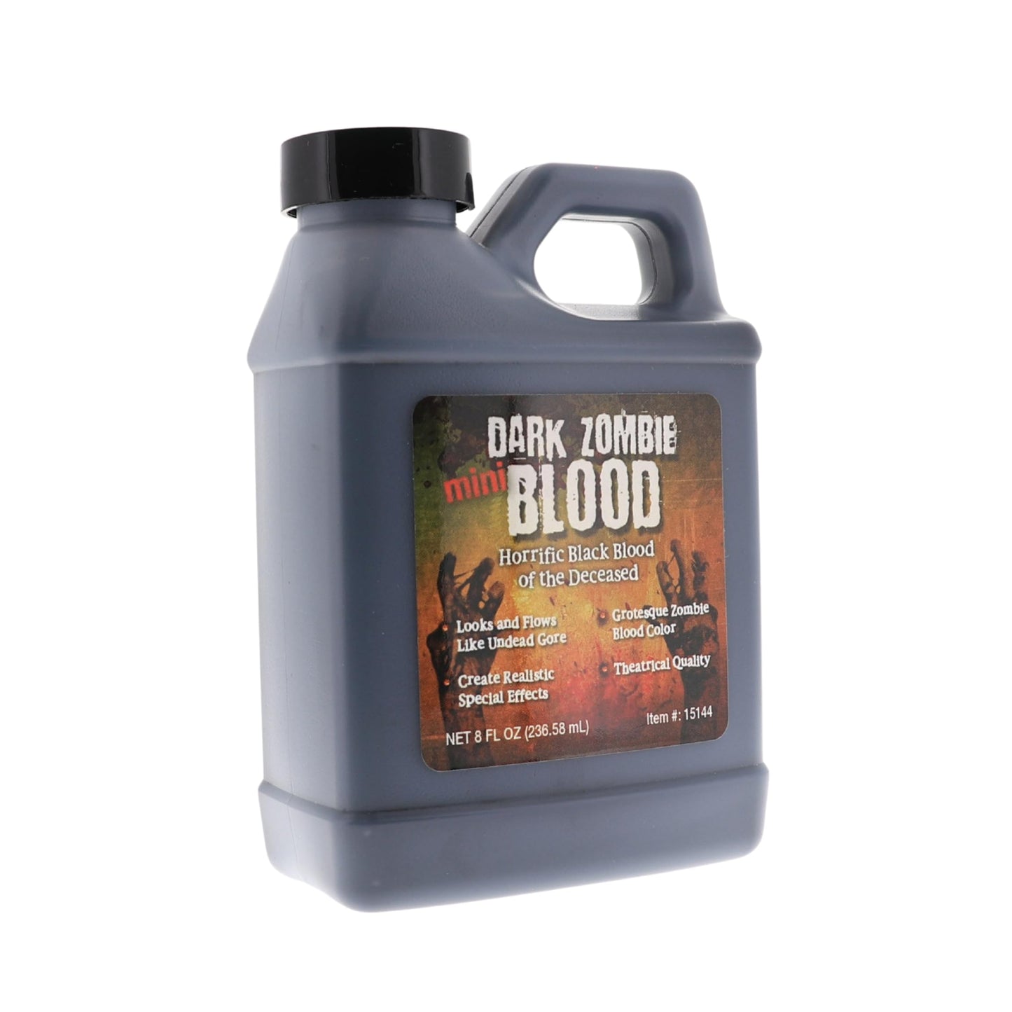 Dark Zombie Blood - 8 fl oz Bottle Ultra-Realistic Black Fake Blood for Halloween, Cosplay, Horror Makeup & SFX - Washable, Long-Lasting Formula