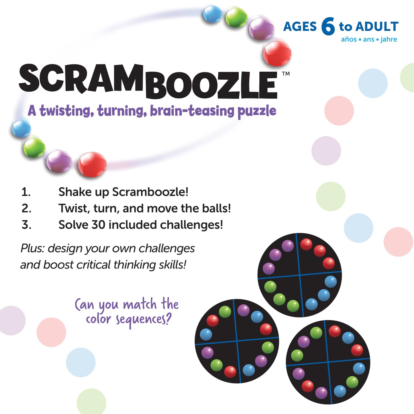 Learning Resources Scramboozle Puzzle Ball – 3D Brain Teaser & Sort Game, Fidget & Travel Toy for Kids & Adults Ages 6+