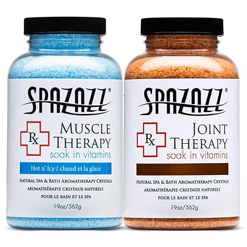 Spazazz Aromatherapy Spa and Bath Salts Crystals RX Therapy Collection 2 Pack Bundle- One 19 Oz Jar Each Spazazz Muscle Therapy and Joint Therapy