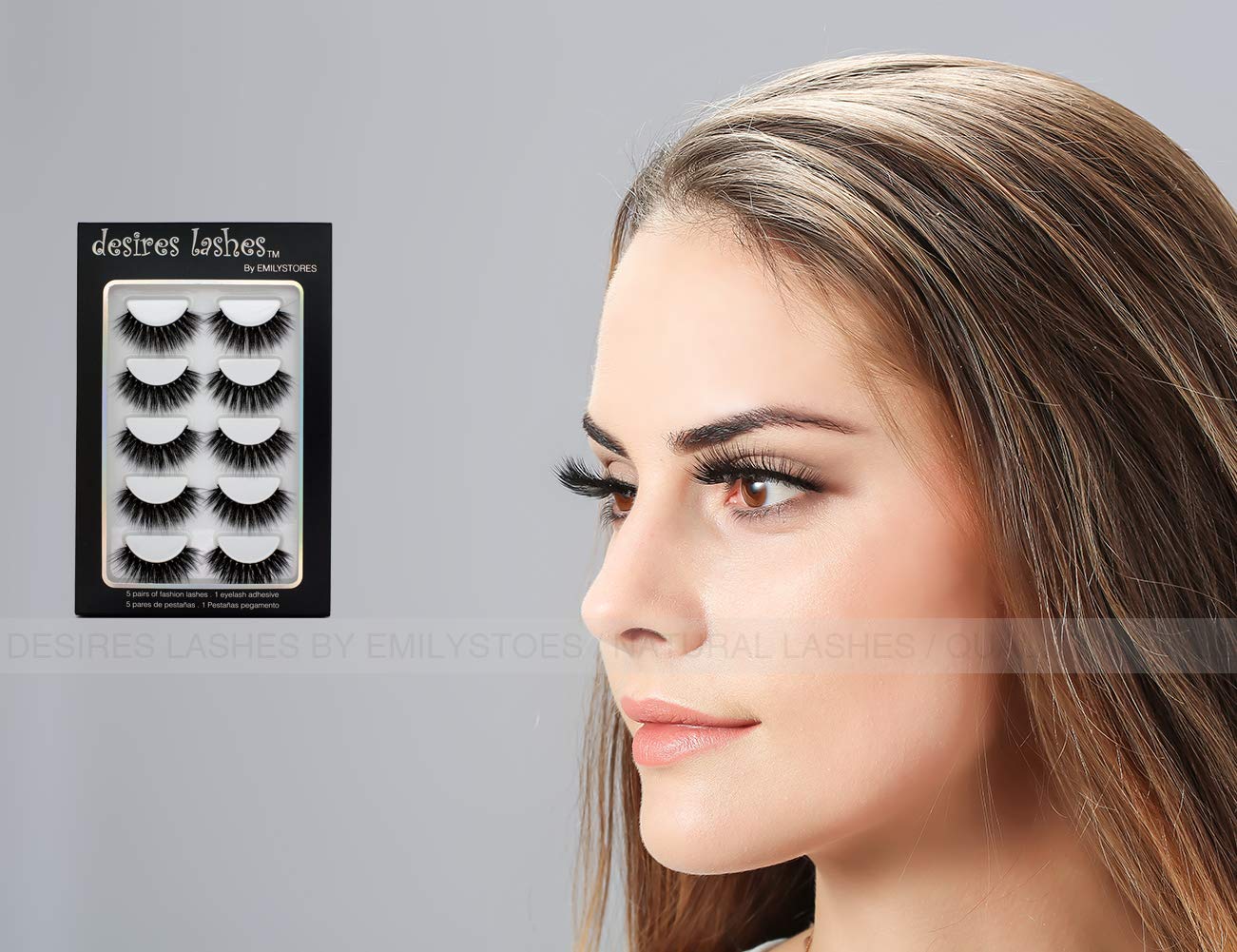DESIRES LASHES By EMILYSTORES Natural Eyelashes 3D Faux-Mink Lashes Multipack 5Pairs, Texture