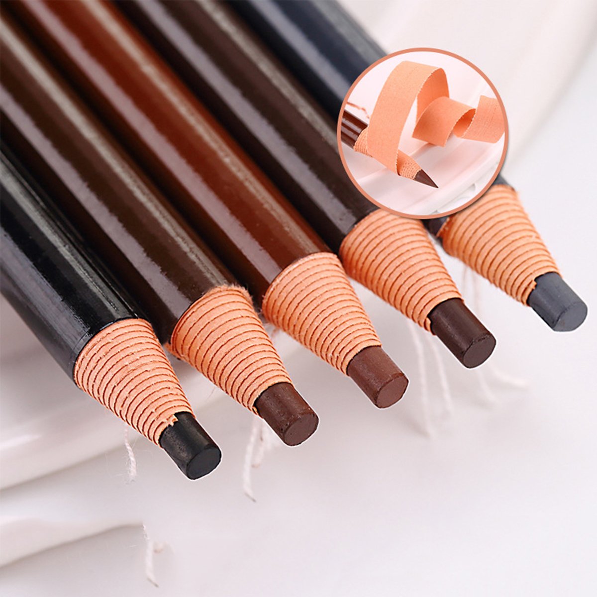 5 COLORS Set Eyebrow Pencil Drawing Eye Brow Pen Peel Off Makeup Cosmetic
