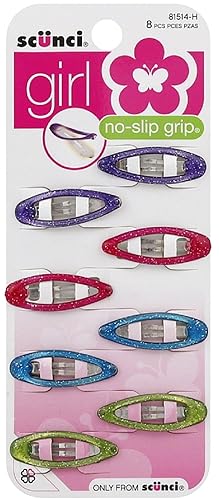 Scunci No Slip Grip Snap Clips, Assorted Colors 8 ea (Pack of 2)