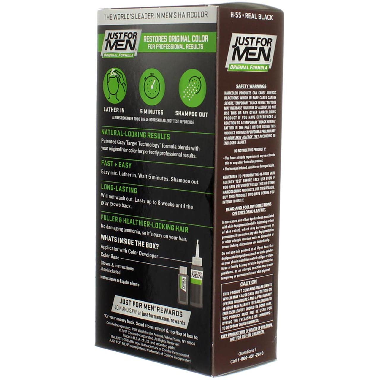 Just For Men Shampoo in Real Black Color (Case of 6)