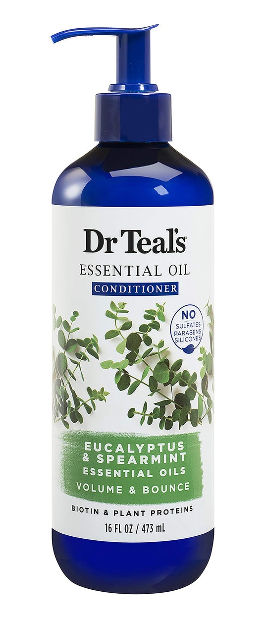 Dr Teal's Eucalyptus Spearmint Volume Bounce Essential Oil Conditioner Sulfate Free, 16 Fl Oz