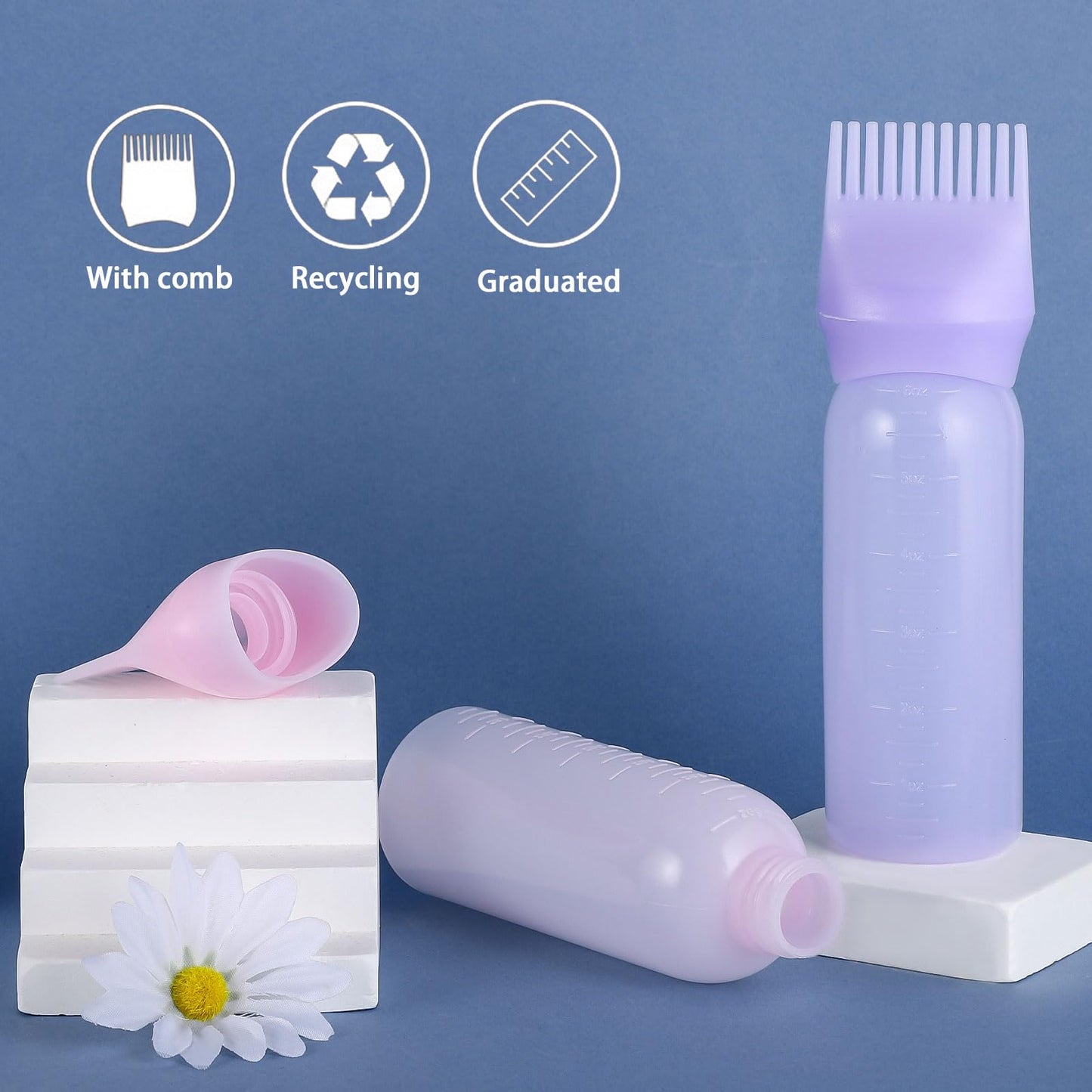 Pimoys 6Oz Root Comb Hair Dye Oil Applicator Bottles for Scalp, Purple Beauty and Personal Care Pimoys