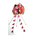 CRB Fashion Womens Japanese Kimono Flower HairclipHair Tie Band Clip (Multi Red)