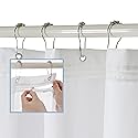 FRESH IDEAS Shower Curtain Liner with Shower Clips, Easy On/Off Liner with Zipper, Waterproof, White, Standard Size, 72 inches x 72 inches