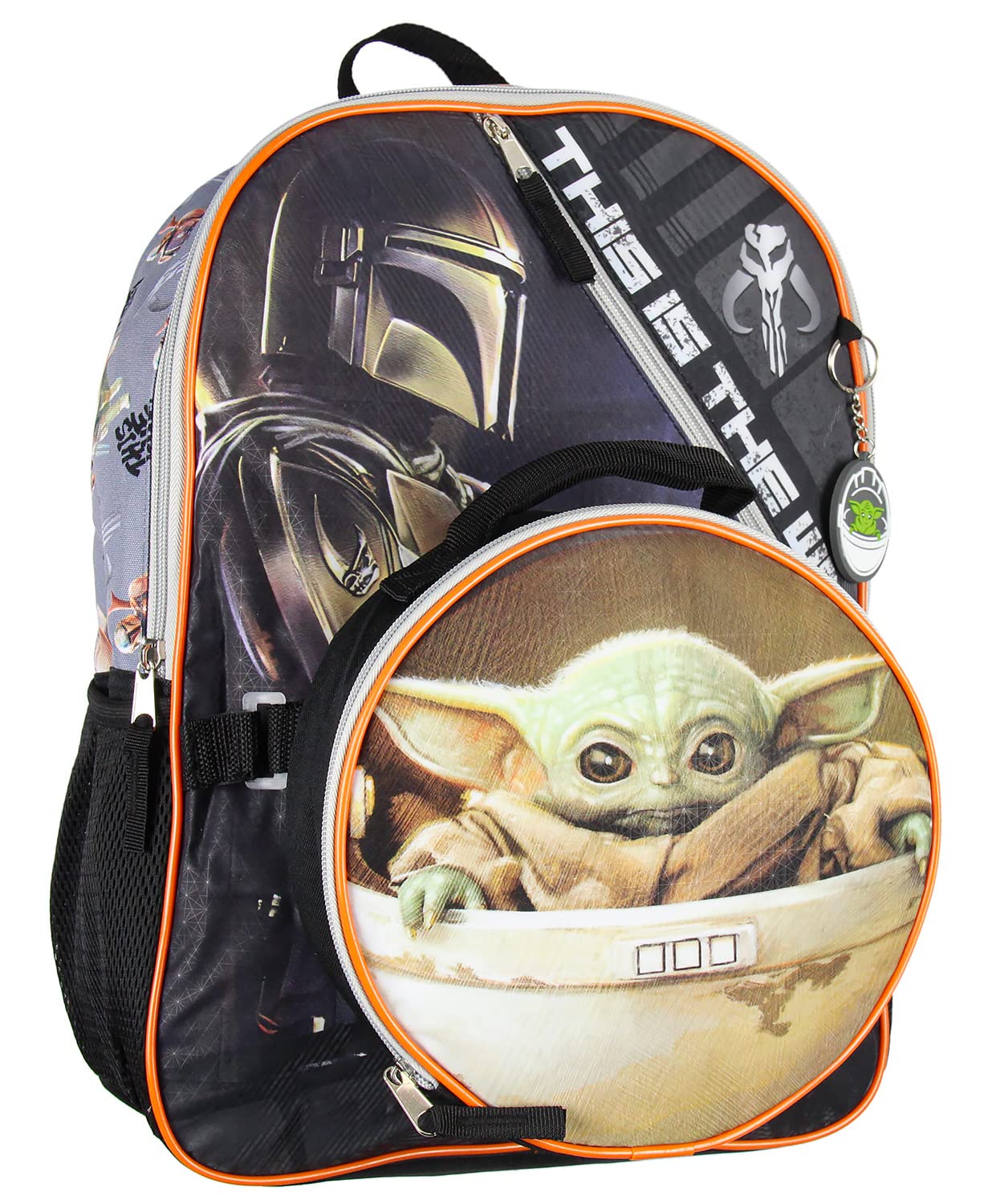 Bioworld The Mandalorian Grogu Baby Yoda This Is The Way 5 Piece 16" Backpack Lunch Bag Mega Set