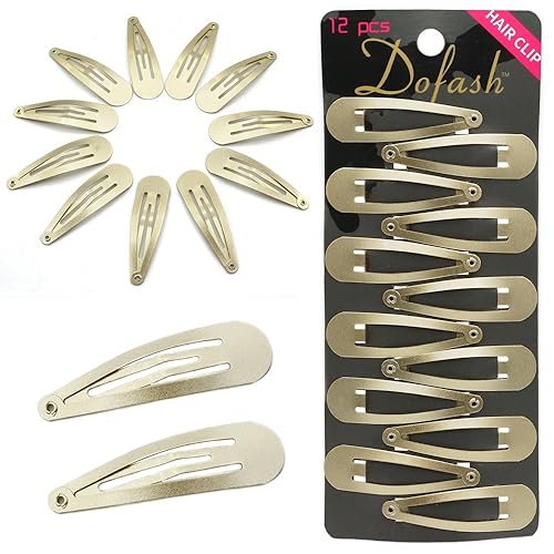 Dofash Snap Hair Clips Metal Grips 5CM/2 IN Barrettes for Thin Hair Basic Hair Accessories Hair Barrettes 12PCS (Blonde)