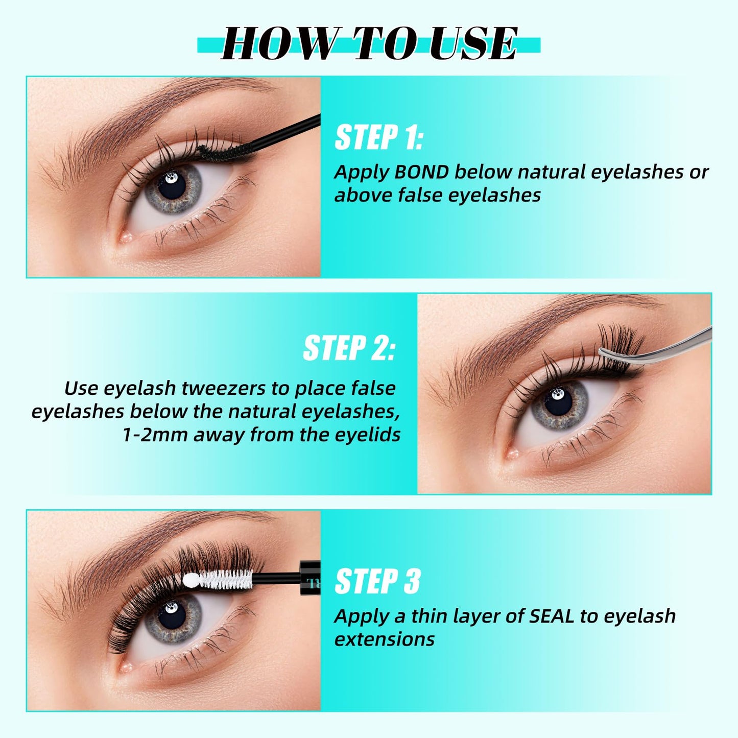 Lash Bond and Seal, Lash Glue for Eyelash Extensions, Eyelashes Clusters Lash Bond and Seal Waterproof 10ml, 2 in 1 Eyelash Glue Long Lasting for Lash Beauty and Personal Care AMZGIRL LASH