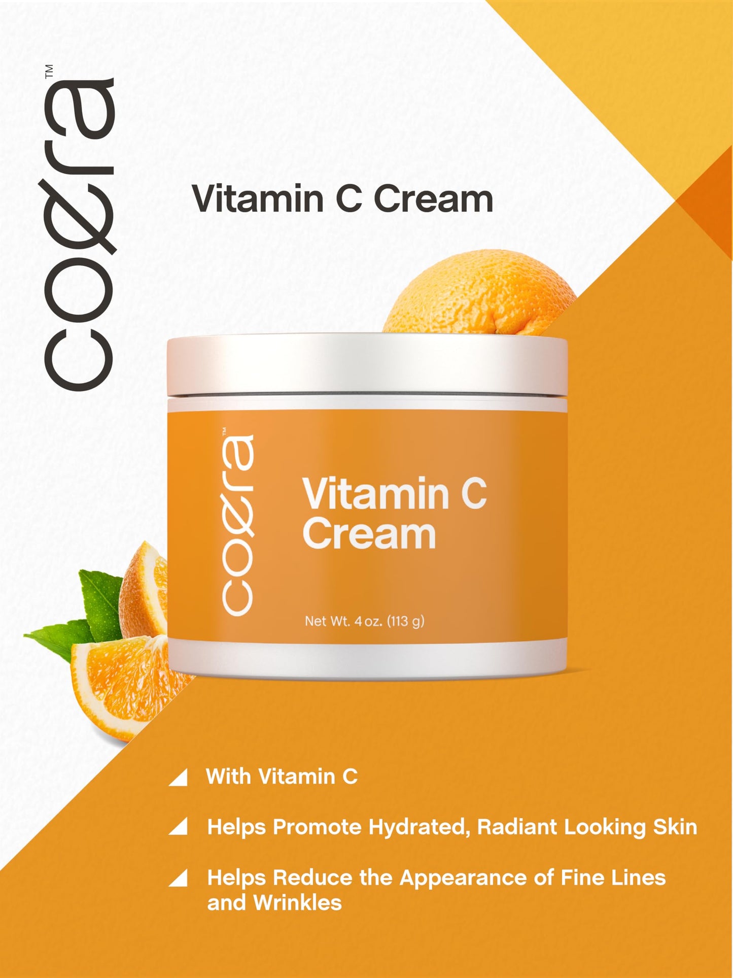 Coera Vitamin C Cream | 4oz | For Face, Dark Spots, Body, and Skin | Brightening, Hydrating, & Firming Moisturizer | Free of Parabens, SLS