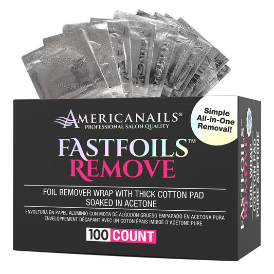 Americanails FastFoils 100 ct, One Step Gel Polish Foil Remover Wraps, All-In-One Foil Remover With Thick Cotton Pad & Pure Acetone, Remove Nail