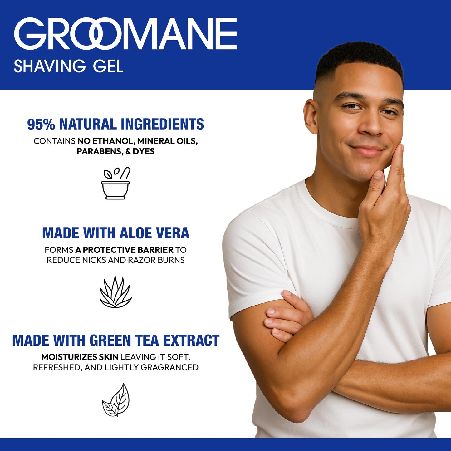 RED Pro GROOMANE Barber-Grade Shaving Gel for Men, Non-Foaming Clear Aloe Vera Shave Gel, Smooth Razor Glide, Precision Line-Ups, Anti-Irritation…