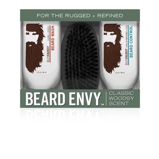 Billy Jealousy Original Beard Envy Facial Hair Refining Kit with Beard Wash Facial Hair Control and Boar Bristle Brush for Clean, Hydrated, Soft Beauty & Personal Care Billy Jealousy