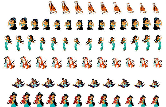 Princess Jasmine and Aladdin clear vinyl Peel and Stick (NOT Waterslide) nail art decals/stickers. Set of 60 by One Stop Nails. Beauty & Personal Care One Stop Nails