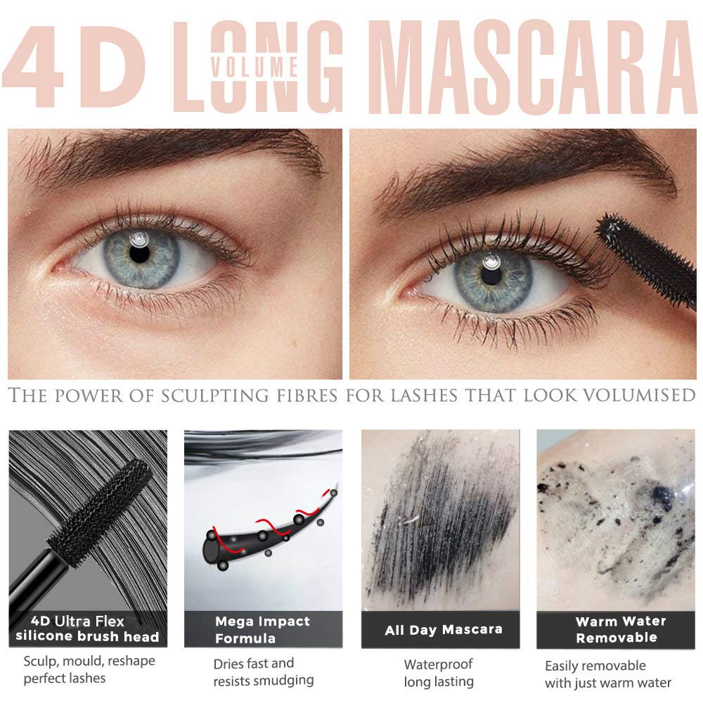 4D Silk Fiber Lash mascara, Waterproof Mascara Black Volume and Length, Natural Lengthening and Thick, Smudge-Proof,No Clumping, Instantly Create Beauty and Personal Care Mcukv