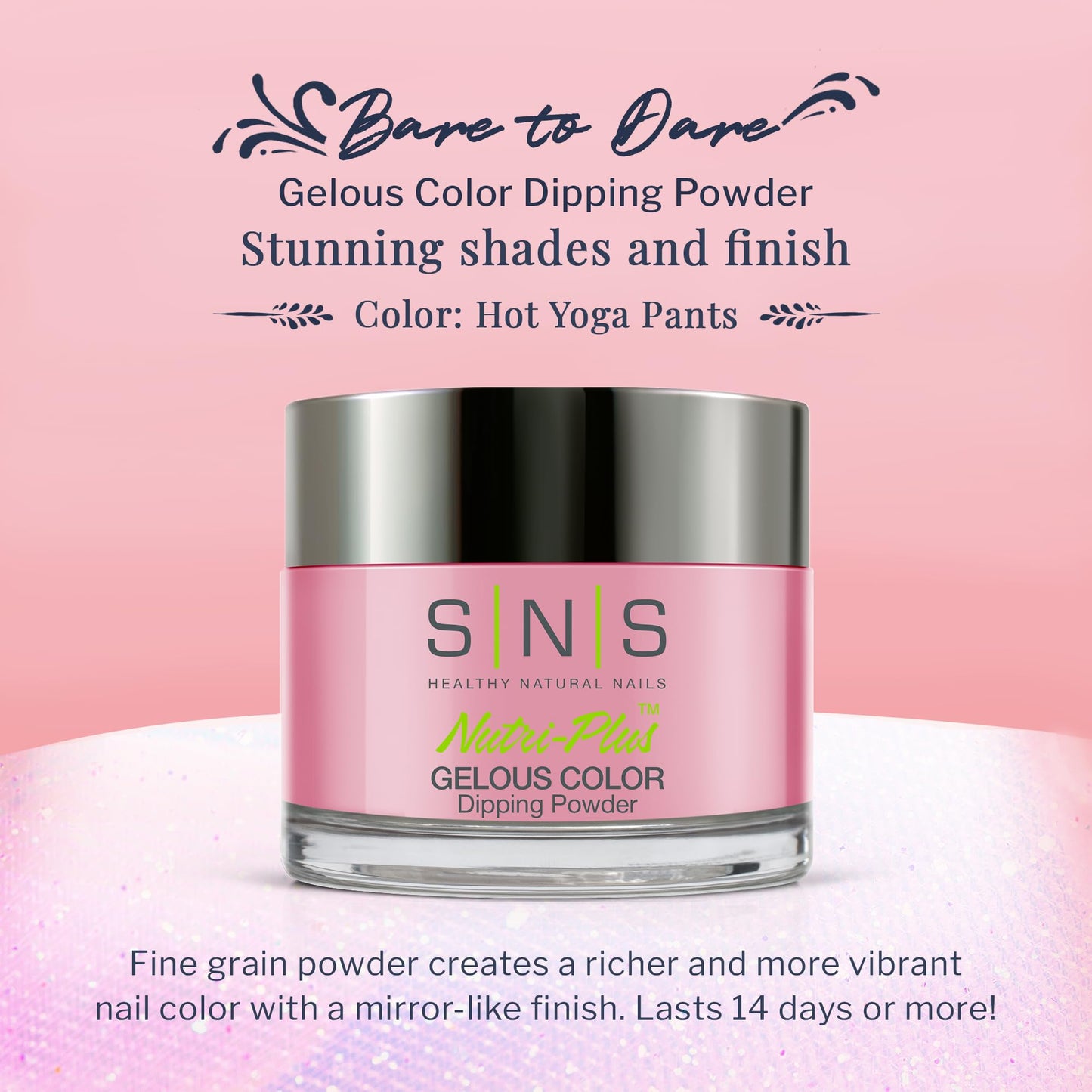 SNS Nail Dip Powder, Gelous Color Dipping Powder - Hot Yoga Pants (Pink/Pastel, Shimmer) - Long-Lasting Acrylic Nail Color & Polish Lasts 14 Days Beauty & Personal Care SNS Healthy Natural Nails