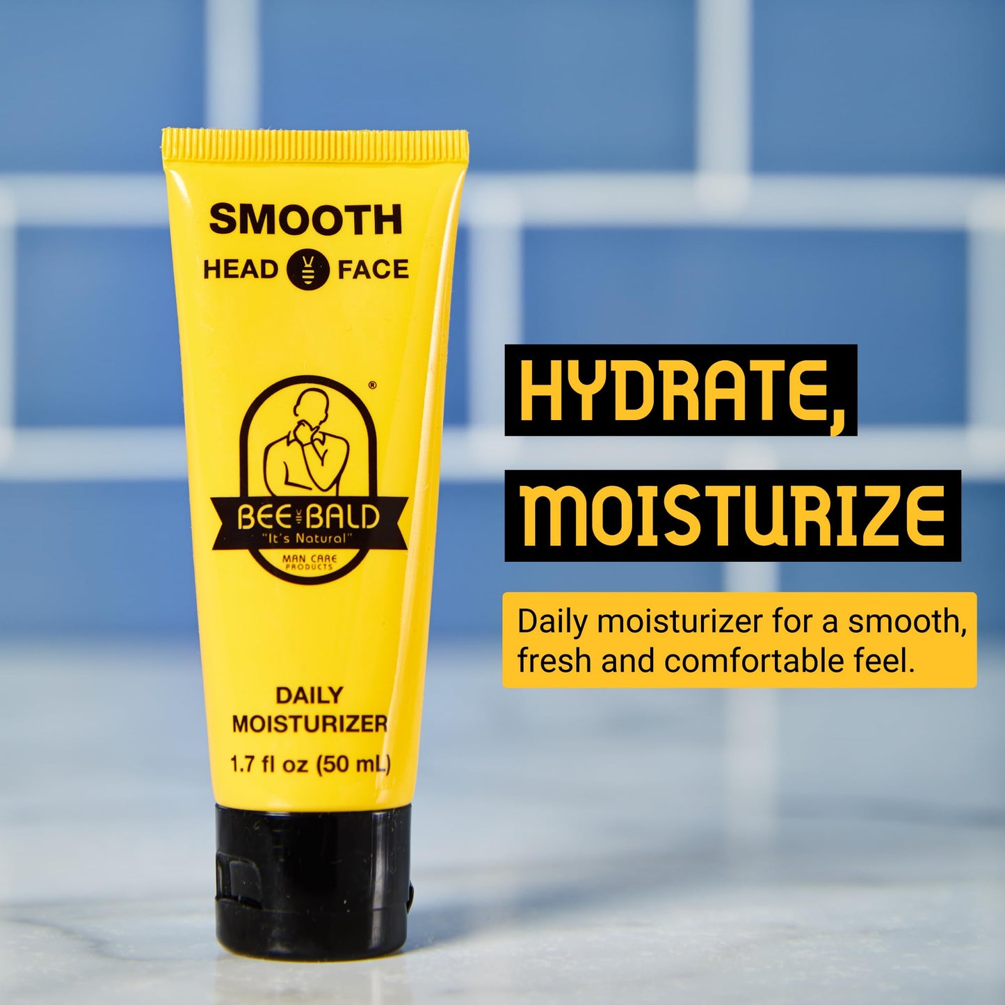 Bee Bald SMOOTH Daily Moisturizer Hydrates & Tones Away Fine Lines, Wrinkles and Dry Patches; Helps Control Oil & Shine to Feel Cool, Fresh