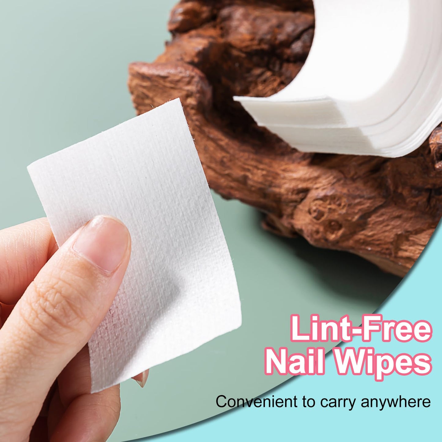 NXJ INFILILA Lint Free Nail Wipes, 600CS Natural Wood Pulp Nail Prep Wipes, Absorbent Acetone Nail Polish Remover Lash Extensions Glue Nail Cleaning