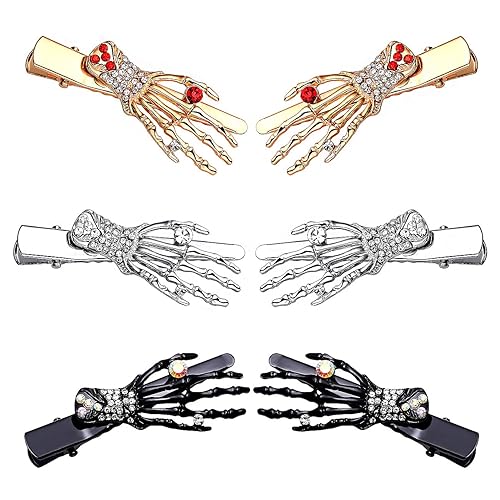 Halloween Hair Clips for Women Cute Candy Duckbill Hairpins Gothic Skeleton Hand Clips Halloween Hair Accessory for Costume Party Holiday Gift (Style