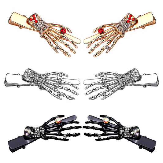 Halloween Hair Clips for Women Cute Candy Duckbill Hairpins Gothic Skeleton Hand Clips Halloween Hair Accessory for Costume Party Holiday Gift (Style