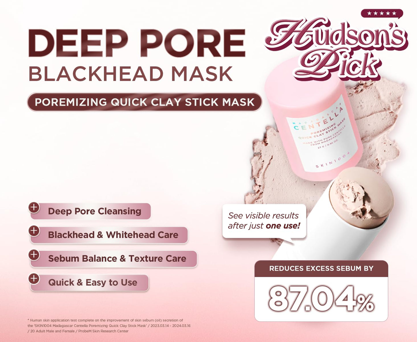 SKIN1004 [Hudson's Pick] Poremizing Quick Clay Stick Mask, Facial Clay Mask for Pores, Centella Clay Stick for Pore Minimizing, Pink Pore Mud Mask Beauty and Personal Care SKIN1004