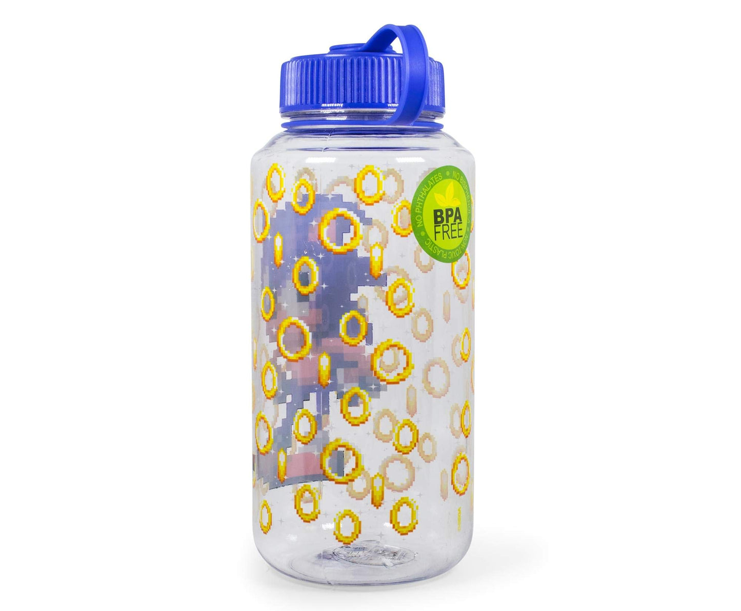 JUST FUNKY Sonic The Hedgehog Gold Rings Water Bottle | BPA-Free Large Plastic Water Jug With Screw Top Lid | Hydration For Outdoor Sports, Gym, Yoga