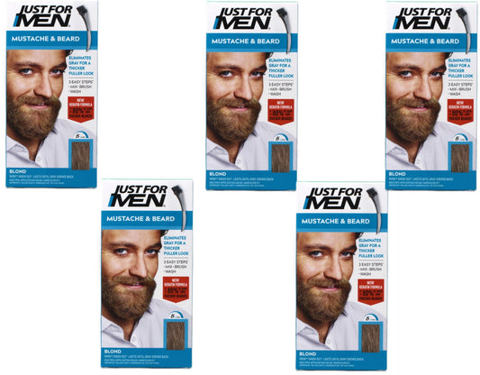 JUST FOR MEN Mustache & Beard Brush-In Color Gel, Blond M-10/15 1 Each (Pack of 5)