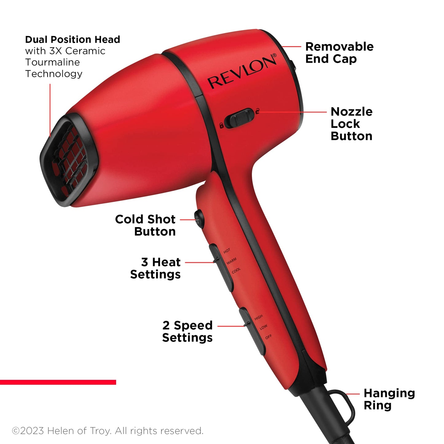REVLON Airflow Control Hair Dryer with Diffuser - 1875W Blow Dryer Head Rotates 90° for Total Control, Wider Head for Less Drying Time, Reduces Frizz