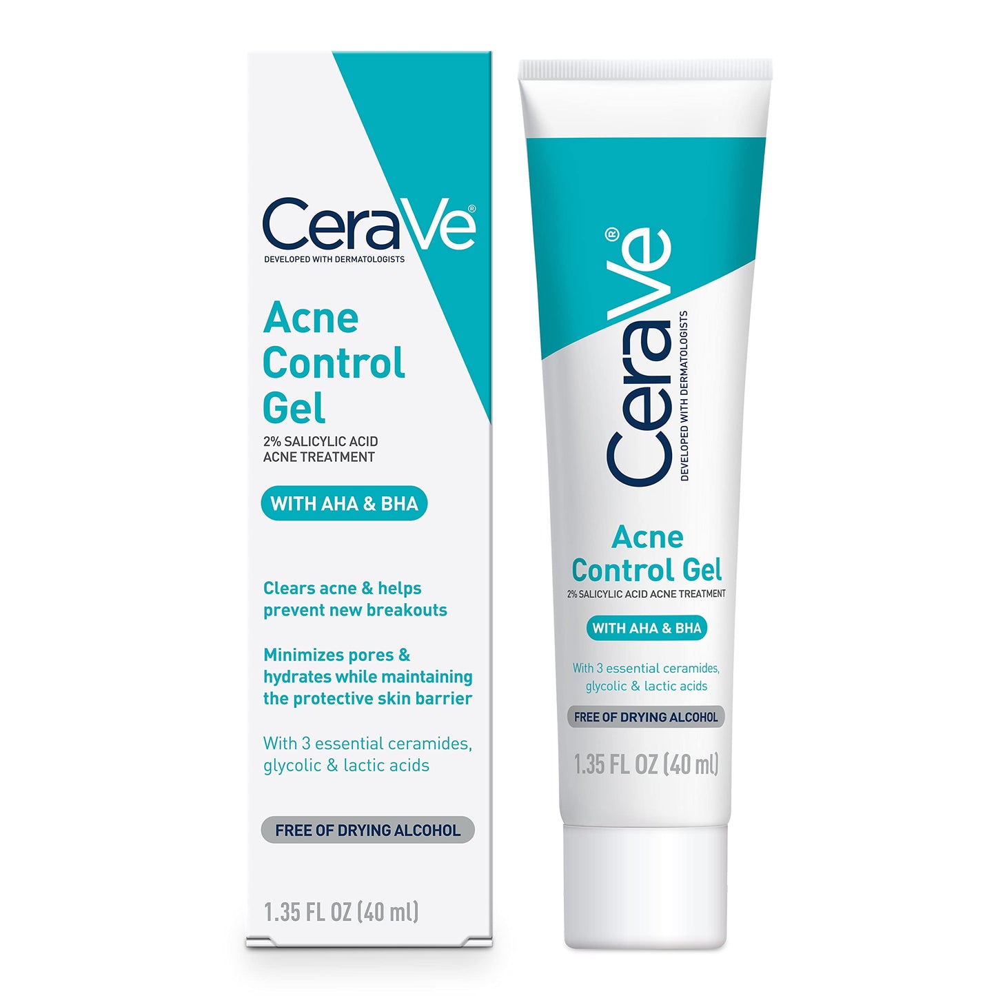 CeraVe Acne Control Gel, 2% Salicylic Acid Treatment With Glycolic Acid + Lactic Acids + Niacniamide, Acne Gel Helps Clear Blemishes Without Over Beauty and Personal Care CeraVe