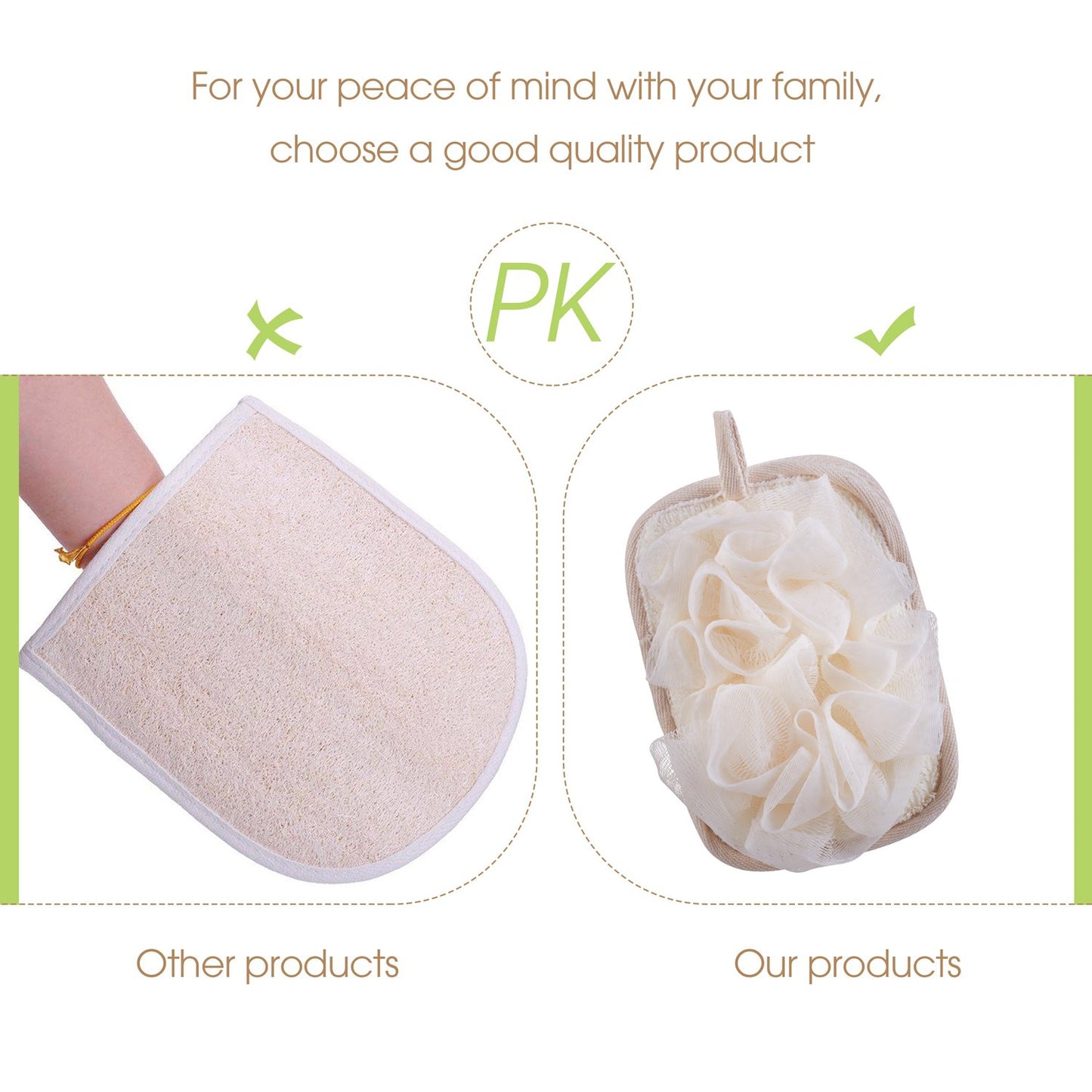 mikimini Bath Mitt for Women, Bath Pouf Mesh Brushes 1 PC Upgraded Version | Loofah Sponge & Exfoliating Pad 2 in 1 Professional Design | Exfoliating