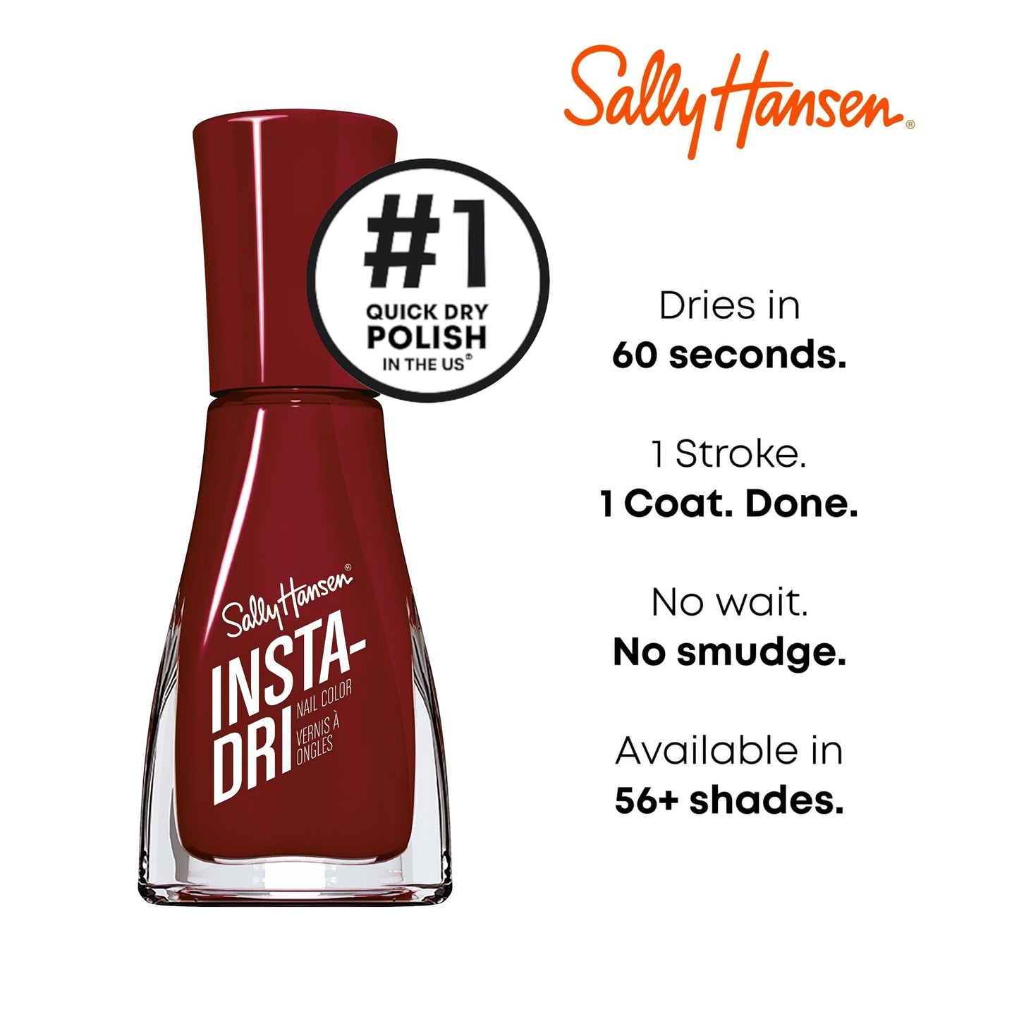 Sally Hansen Insta-Dri, Cinna-Snap, Quick Dry, Long Lasting, Opaque, Shiny Red Nail Polish Beauty & Personal Care Sally Hansen