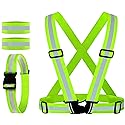 Reflective Vest, Reflective Glow Belt with 2Pack Reflector Armbands, Adjustable Elastic Safety Vest Outdoor Reflective Belt High Visibility…