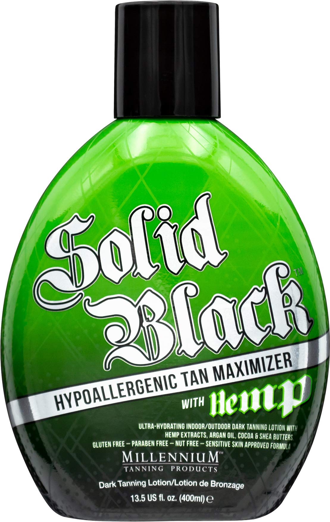 Millennium Tanning Solid Black Hypoallergenic Tan Maximizer With Hemp Indoor/Outdoor Dark Tanning Lotion 13 oz