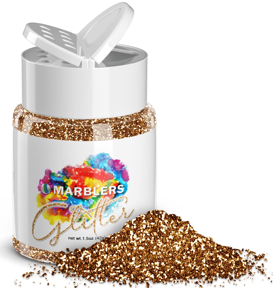 MARBLERS Twinkle Glitter [Dark Gold] 1.5oz (42g) | Fine | Non-Toxic, Vegan, Cruelty-Free | Face, Body, Eyeshadow, Hair, Festival, Party Makeup | Nail