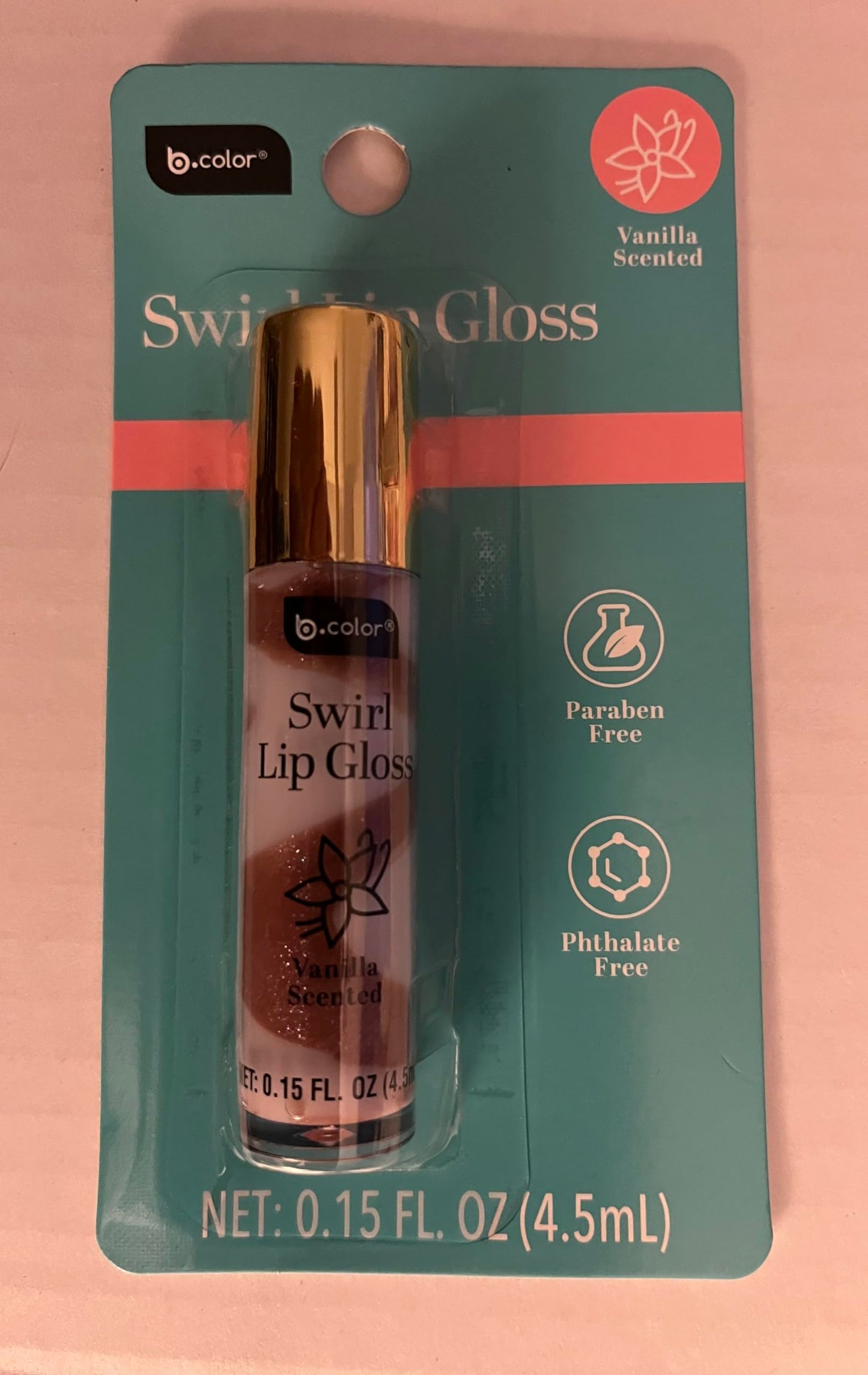 B.color Swirl Lip Gloss, Vanilla Scented, Paraben Free, Phthalate Free, 0.15 FL OZ