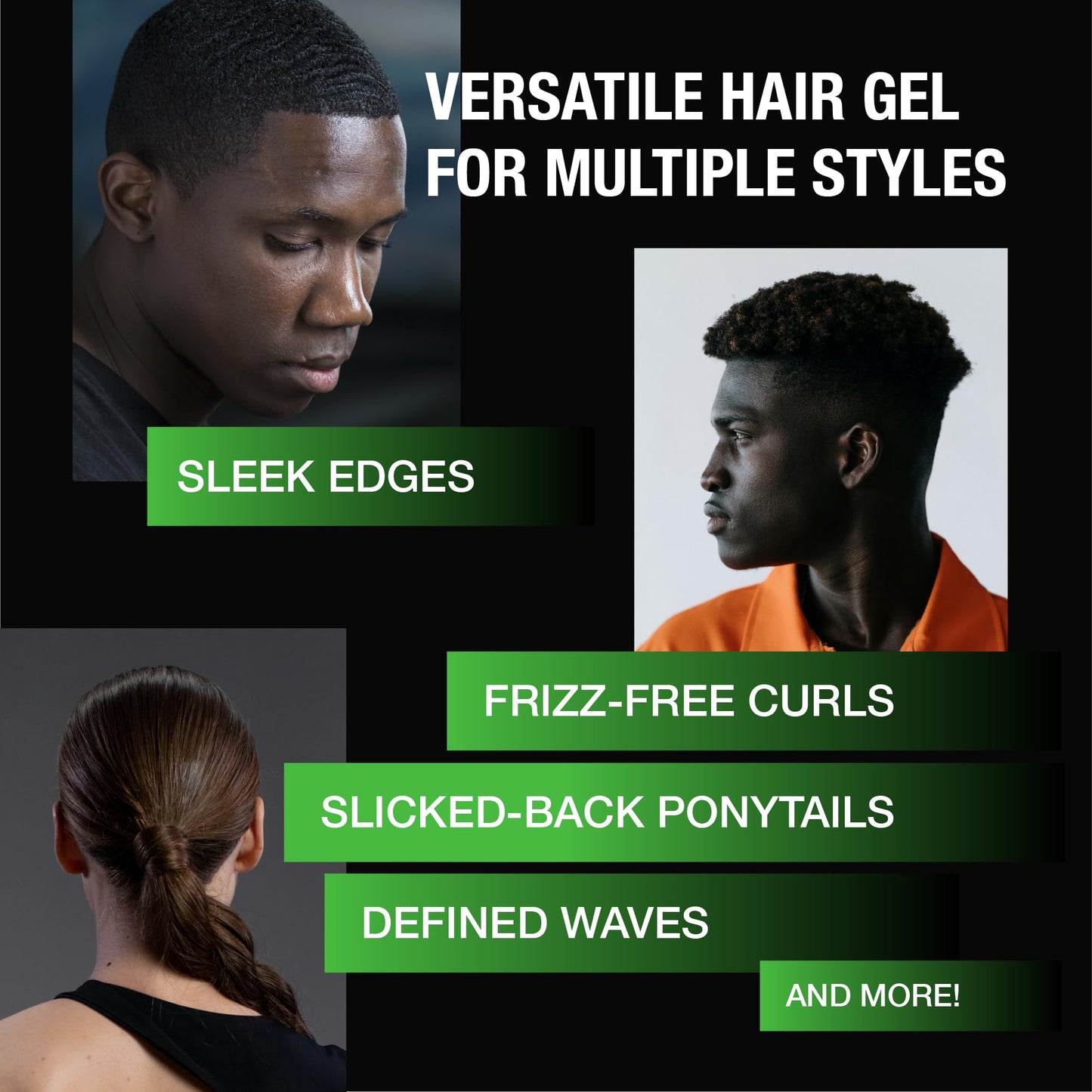 Red by Kiss Power Grip Gel - Long-Lasting Hold, Frizz-Free, High Shine, Protein Complex, Edge Control & Curl Definition (Mega Hold, 8.5 oz)