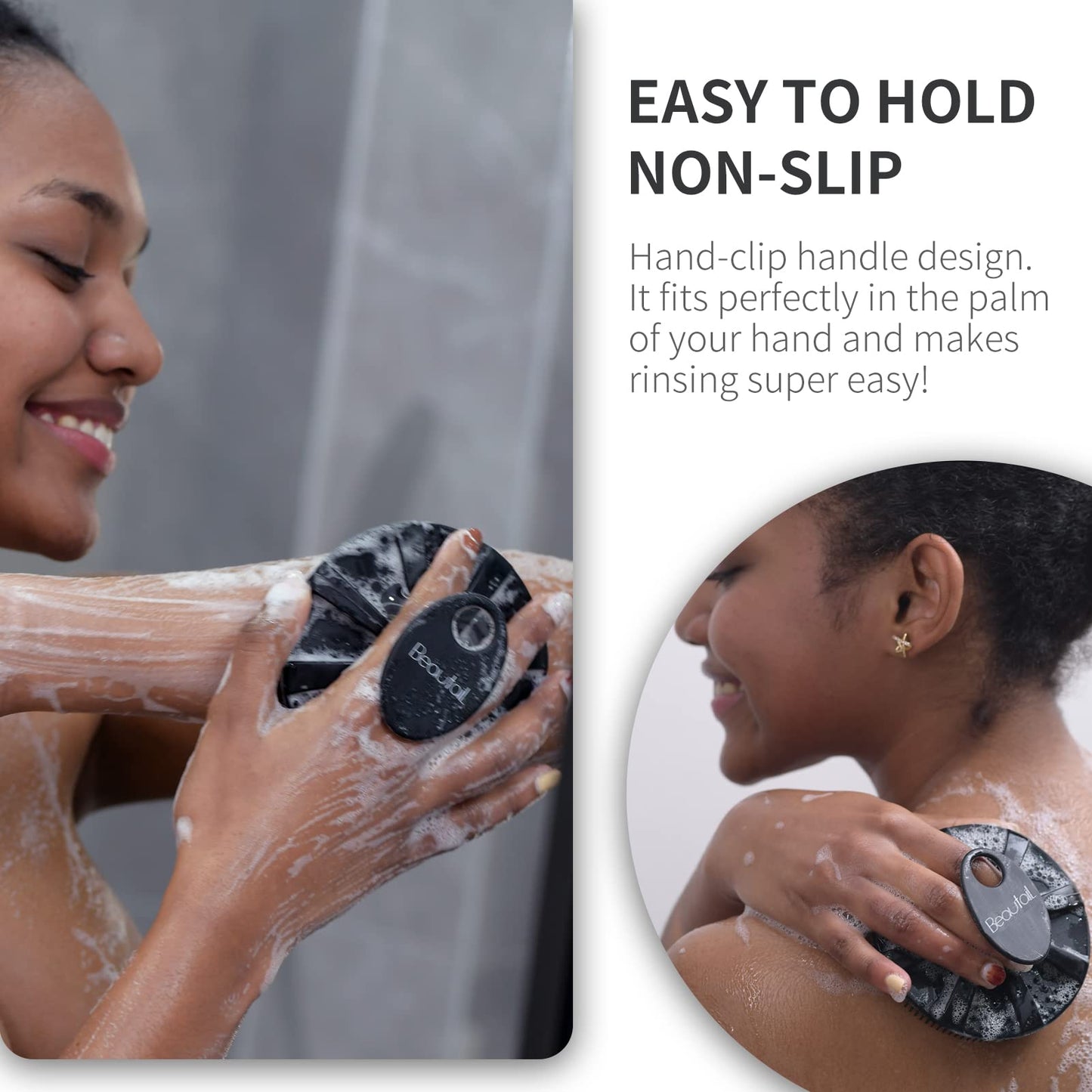 Silicone Body Scrubber, BEAUTAIL Gentle Exfoliating Shower Brush for Body Beauty and Personal Care BEAUTAIL