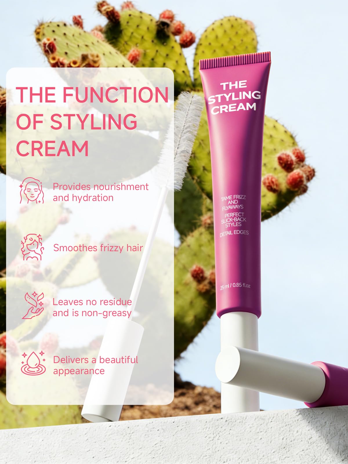 FAMIKYA Hair Mascara for Flyaways, Fly Away Hair Stick, Wax Stick for Hair, Lightweight Anti Frizz Slick Back Hair Styling Wax Stick, Taming Wand Gel