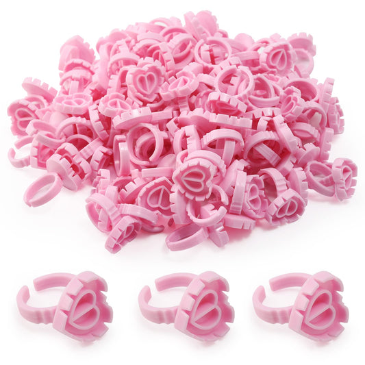 Glue Rings - Autdor 500Pcs Glue Rings for Eyelash Extensions Pink Lash Glue Rings Pigment Ring Cups Lash Glue Holder for Lash Extension Supplies