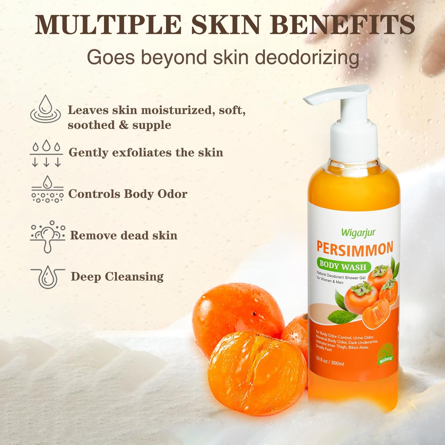 wigarjur Persimmon Body Wash for Old People Smell, Natural Deodorant Bar Soap for Strong Odor Smelly Feet Remove, Cleansing Body Deodorizing Beauty and Personal Care wigarjur